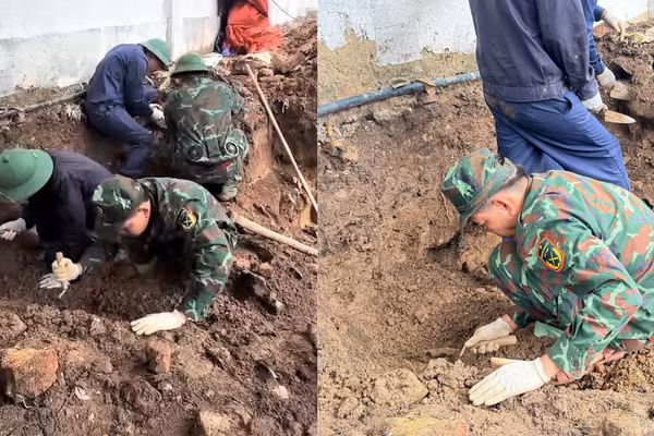 Tìm kiếm hài cốt liệt sĩ tại khu phố Thành Cổ, phường Quảng Trị. (Ảnh: Bộ Chỉ huy quân sự tỉnh Quảng Trị)