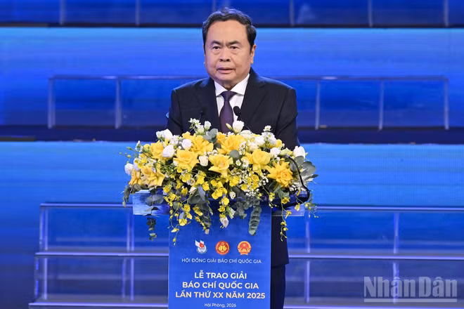 Chủ tịch Quốc hội Trần Thanh Mẫn phát biểu chỉ đạo tại buổi lễ. (Ảnh: Văn Toản)