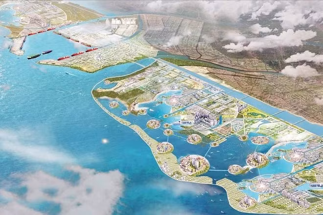 Quy hoạch cảng Nam Định với mục tiêu chính phục vụ phát triển khu kinh tế Ninh Cơ. Trong ảnh: Phối cảnh khu kinh tế Ninh Cơ.