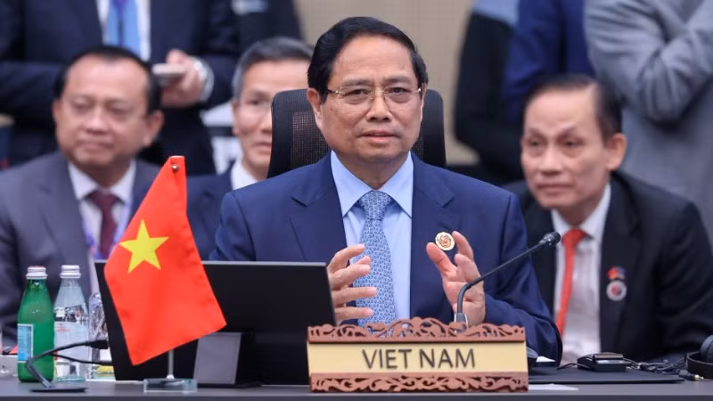 Thủ tướng Phạm Minh Chính phát biểu ý kiến tại Hội nghị Cấp cao ASEAN-Hoa Kỳ lần thứ 13. (Ảnh: Nhật Bắc/VGP)