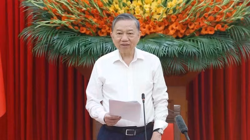 Tổng Bí thư, Chủ tịch nước Tô Lâm, Trưởng Ban Chỉ đạo phát biểu tại phiên họp. (Ảnh: TTXVN)