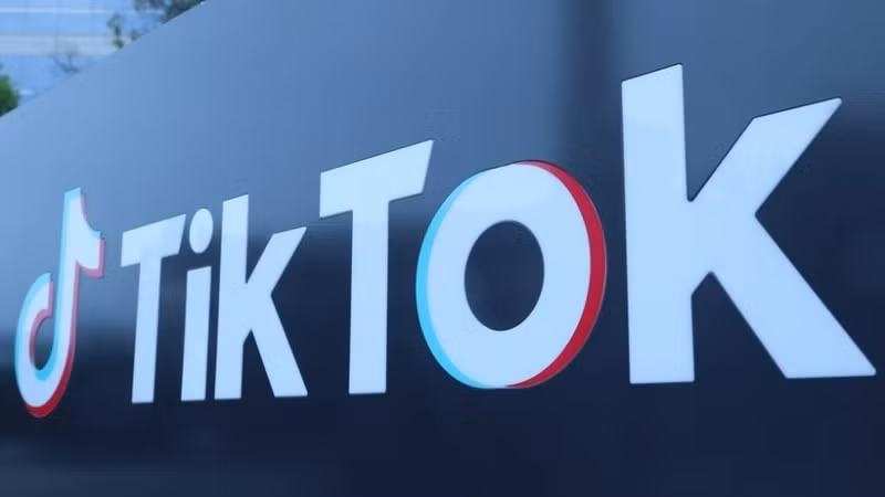 Logo của TikTok tại văn phòng Los Angeles ở Culver City, hạt Los Angeles, Mỹ. (Ảnh: Tân Hoa xã)