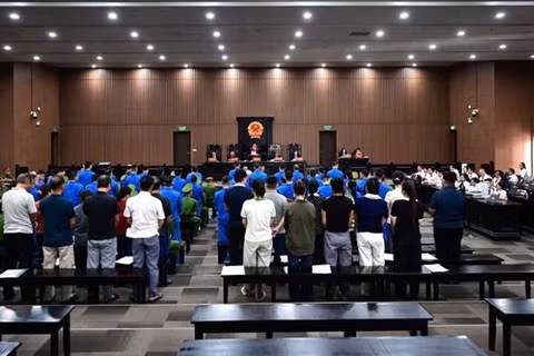 Toàn cảnh phiên tòa. (Ảnh: VŨ PHƯƠNG)