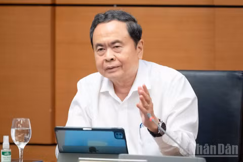 Chủ tịch Quốc hội Trần Thanh Mẫn phát biểu tại tổ. (Ảnh: DUY LINH)