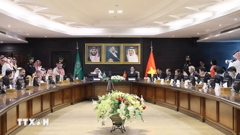 Thủ tướng Phạm Minh Chính dự và phát biểu tại Diễn đàn kinh doanh Việt Nam-Saudi Arabia, tháng 10/2023. (Ảnh: TTXVN)