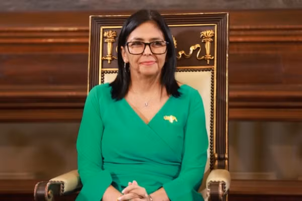 Bà Delcy Rodriguez tại lễ tuyên thệ nhậm chức Tổng thống lâm thời Venezuela, ở Caracas, ngày 5/1/2026. (Ảnh: THX/TTXVN) 