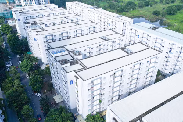 Khu nhà ở xã hội Ehome S tại Khu đô thị Mizuki Park, xã Bình Hưng, Thành phố Hồ Chí Minh. (Ảnh THẾ ANH)
