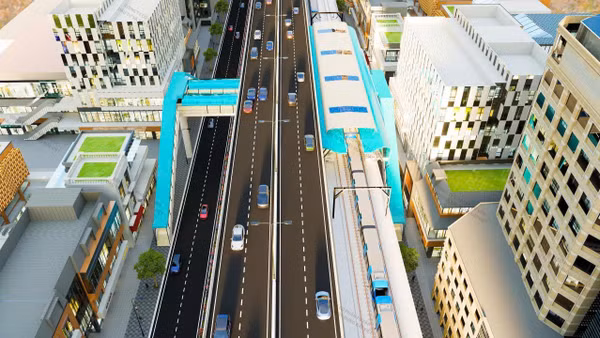 Phối cảnh tuyến Metro số 2 (Thành phố Thủ Dầu Một-Thành phố Hồ Chí Minh) do tư vấn lập báo cáo nghiên cứu khả thi và thiết kế FEED (Liên danh tư vấn)