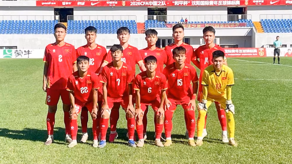 Đội hình xuất phát của U16 Việt Nam. (Ảnh: VFF)