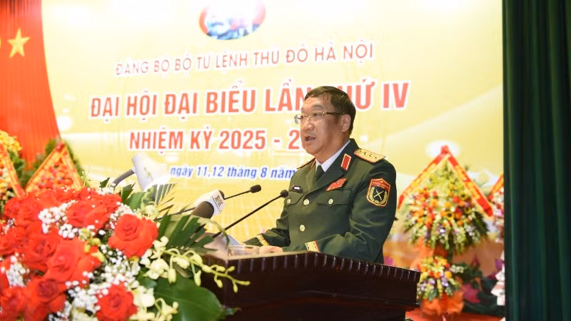 Thượng tướng Phạm Hoài Nam phát biểu tại Đại hội. (Ảnh: HOÀNG VIỆT)