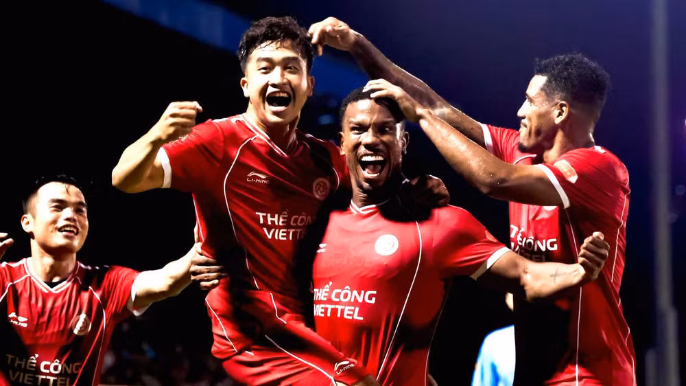 Các cầu thủ Thể Công Viettel ăn mừng bàn thắng. (Ảnh: Thể Công Viettel FC)