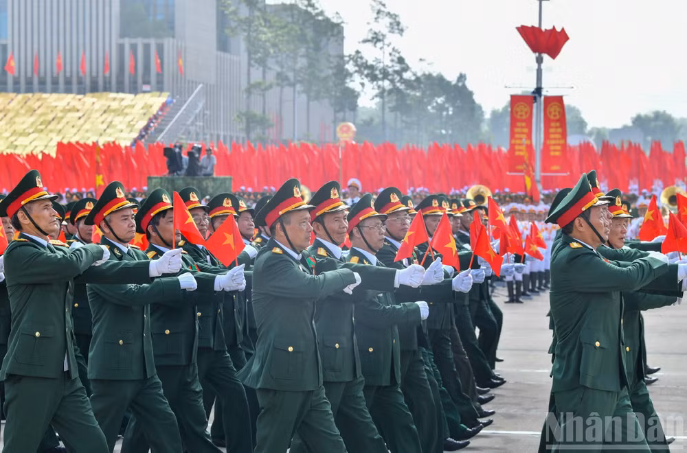 Hình ảnh khối cựu chiến binh Việt Nam tại Lễ kỷ niệm 80 năm Cách mạng Tháng Tám thành công và Quốc khánh 2/9 diễn ra sáng 2/9/2025 tại Hà Nội. (Ảnh: DUY LINH)