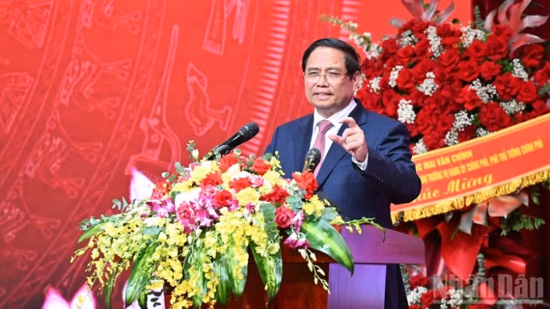 Bí thư Đảng ủy Chính phủ, Thủ tướng Chính phủ Phạm Minh Chính phát biểu ý kiến chỉ đạo Đại hội. (Ảnh: Trần Hải)
