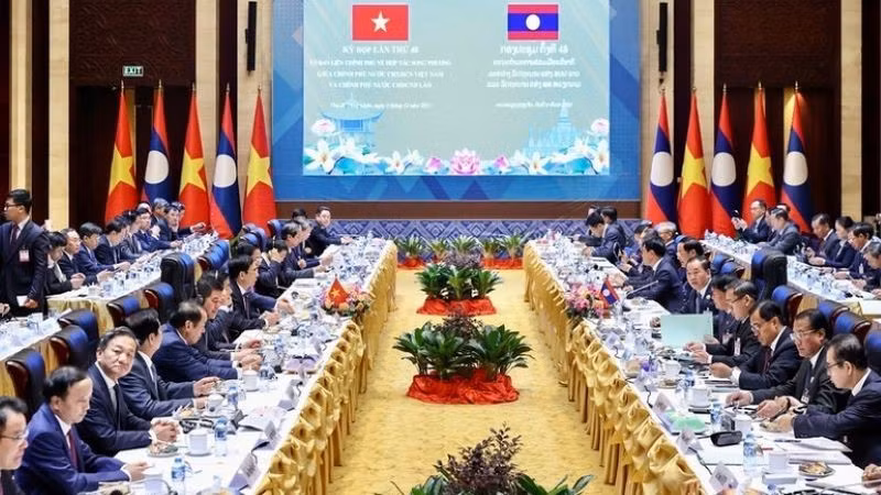 Quang cảnh Kỳ họp lần thứ 48 Ủy ban liên Chính phủ về hợp tác song phương Việt Nam-Lào. (Ảnh: VGP/Nhật Bắc)
