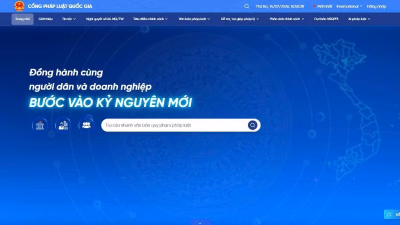 Cổng Pháp luật quốc gia. (Ảnh: TL)