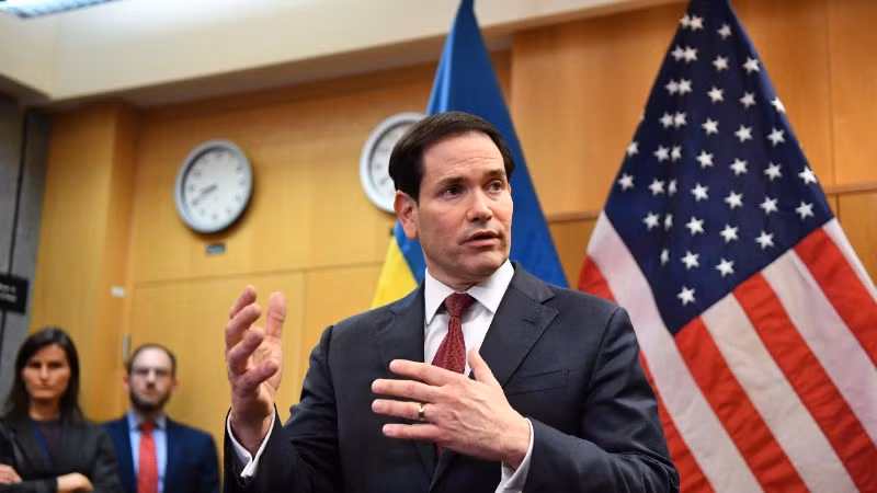 Ngoại trưởng Mỹ Marco Rubio phát biểu tại cuộc họp báo ở Nhà trắng, Washington, D.C. (Ảnh: THX/TTXVN)