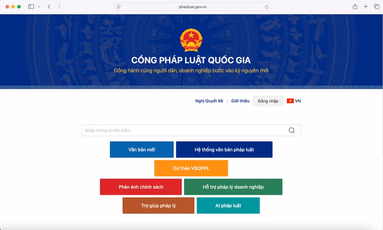 Cổng Pháp luật quốc gia của Bộ Tư pháp sử dụng công cụ AI pháp luật hỗ trợ tư vấn pháp lý chuyên sâu trong 26 lĩnh vực, giúp truy vấn thông tin pháp lý một cách nhanh chóng dễ dàng và tiết kiệm chi phí. (Ảnh: TL).