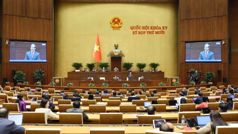 Quốc hội làm việc tại hội trường chiều 20/11. (Ảnh: DUY LINH)