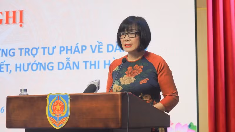 Thứ trưởng Tư pháp Đặng Hoàng Oanh phát biểu khai mạc hội nghị. (Ảnh: TL)