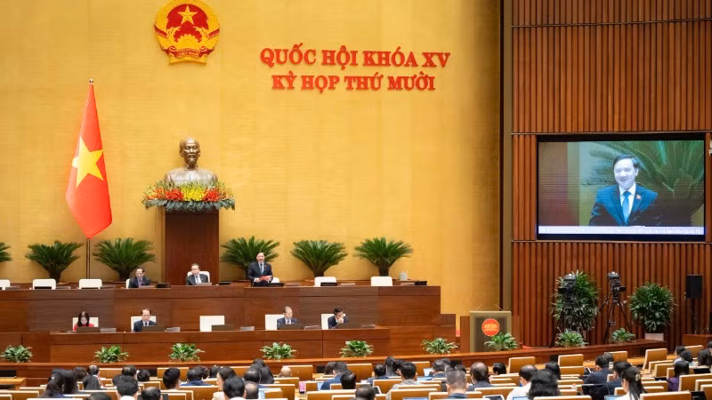 Quốc hội làm việc tại hội trường. (Ảnh: QH)