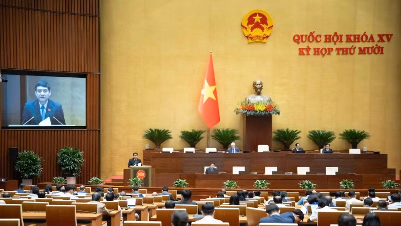 Quốc hội làm việc tại hội trường. (Ảnh: QH