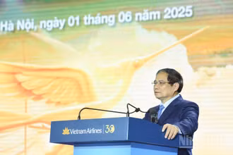 Thủ tướng Phạm Minh Chính phát biểu ý kiến tại lễ kỷ niệm. (Ảnh: TRẦN HẢI)