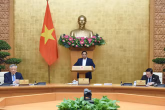 Thủ tướng Phạm Minh Chính chủ trì phiên họp Chính phủ thường kỳ tháng 5. (Ảnh: TRẦN HẢI)