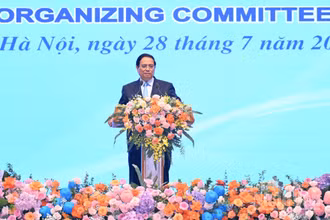 Thủ tướng Chính phủ Phạm Minh Chính chủ trì Lễ Công bố thành lập Ủy ban Quốc gia APEC 2027. (Ảnh: TRẦN HẢI)