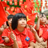 Học sinh Trường tiểu học Nhân Chính, phường Thanh Xuân, thành phố Hà Nội. (Ảnh: THẾ ĐẠI) 