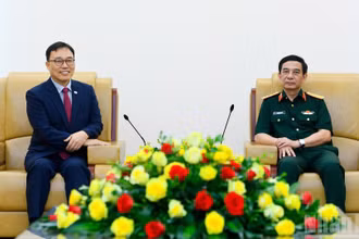 Đại tướng Phan Văn Giang và Đại sứ Choi Young Sam tại buổi tiếp.