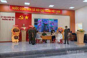 Tiểu phẩm trong Ngày hội "Toàn dân bảo vệ an ninh Tổ quốc". (Ảnh: THANH HẢI)
