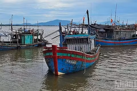 Phương tiện nghề cá cập bến ở xã Tiên Trang. (Ảnh: Mai Luận)