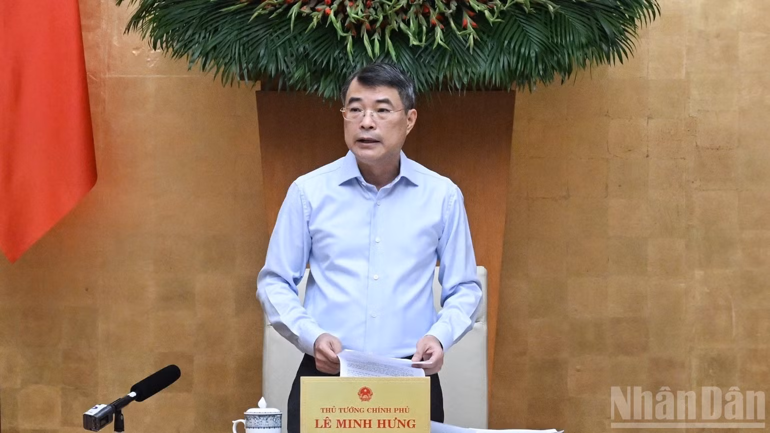 Thủ tướng Chính phủ Lê Minh Hưng phát biểu ý kiến tại Phiên họp Chính phủ thường kỳ tháng 8. (Ảnh: TRẦN HẢI)