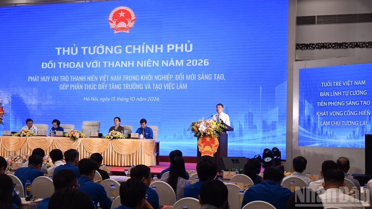Quang cảnh Chương trình Thủ tướng Chính phủ đối thoại với thanh niên năm 2026. (Ảnh: TRẦN HẢI)