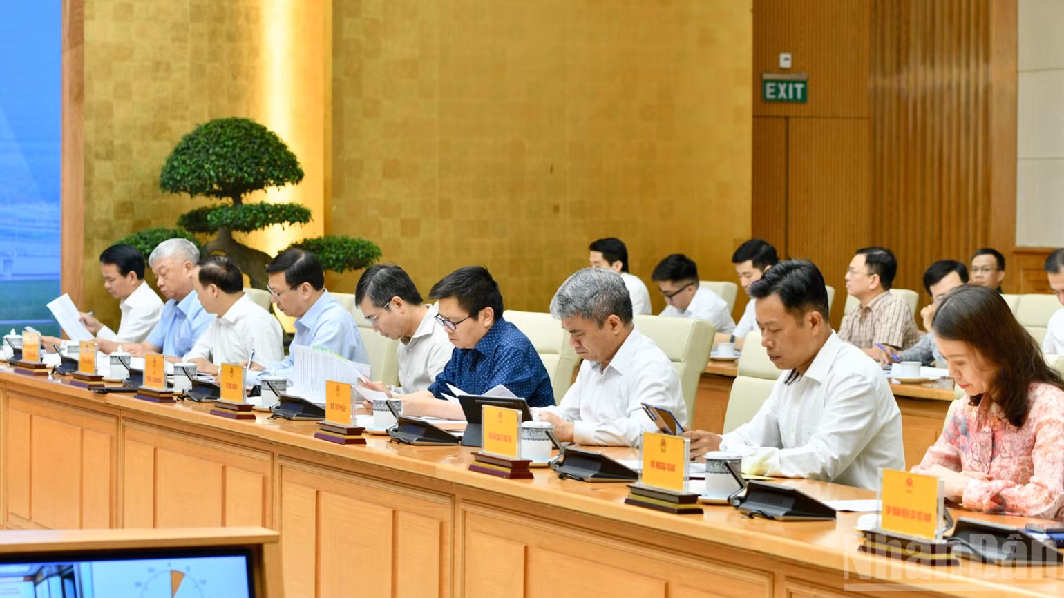 Lãnh đạo các bộ, ngành, cơ quan tham dự hội nghị. (Ảnh: Thanh Giang)