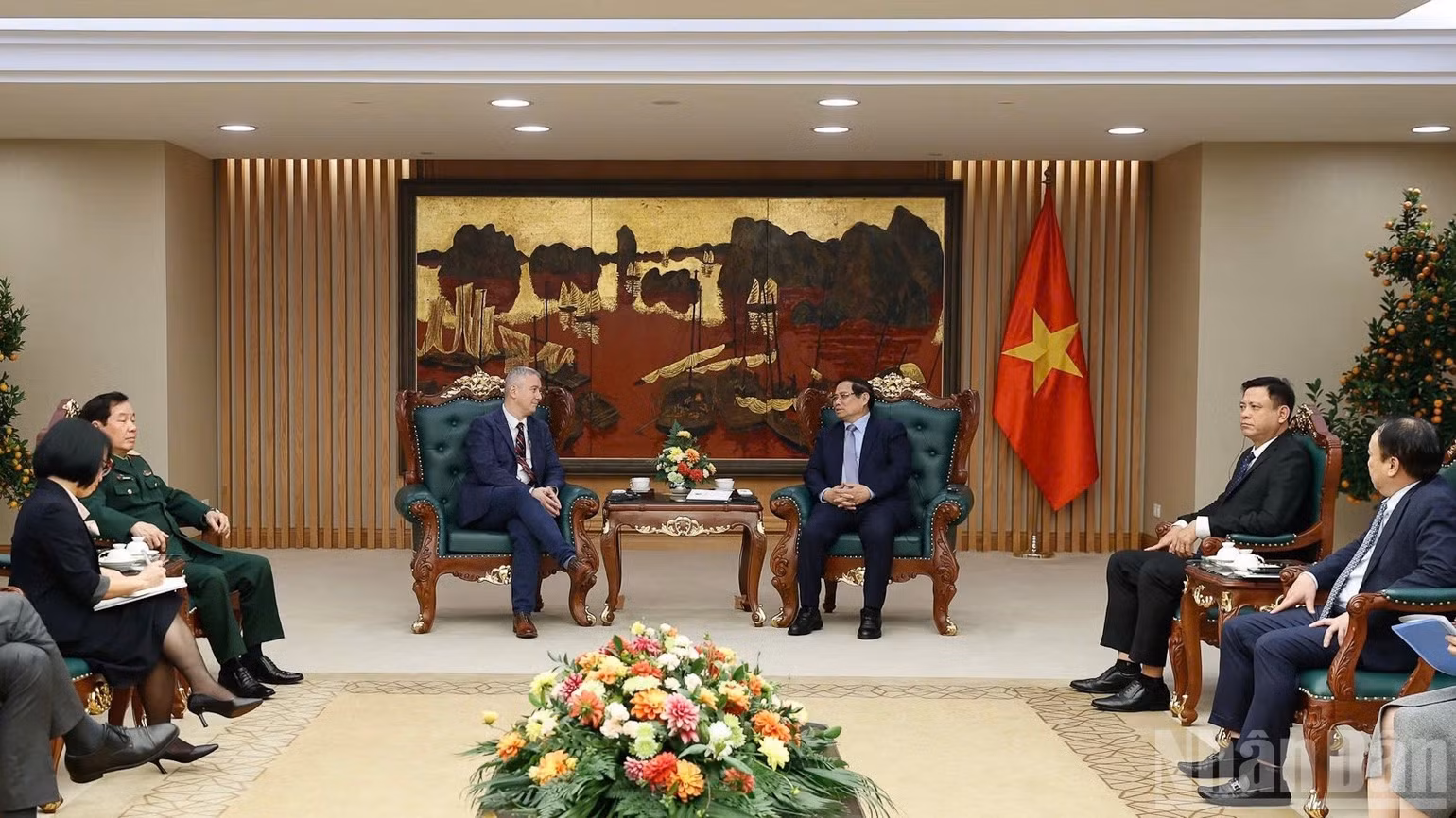 Quang cảnh buổi tiếp. (Ảnh: Trần Hải)