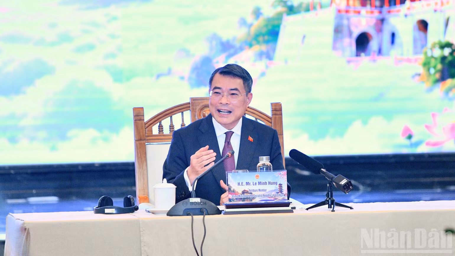 Thủ tướng Chính phủ Lê Minh Hưng phát biểu ý kiến tại cuộc làm việc với các doanh nghiệp Nhật Bản tại Việt Nam. (Ảnh: THANH GIANG)