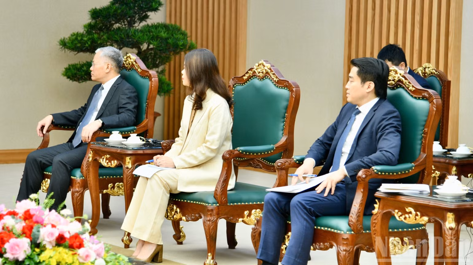 Lãnh đạo một số bộ, ngành Việt Nam tham dự buổi tiếp. (Ảnh: THANH GIANG)