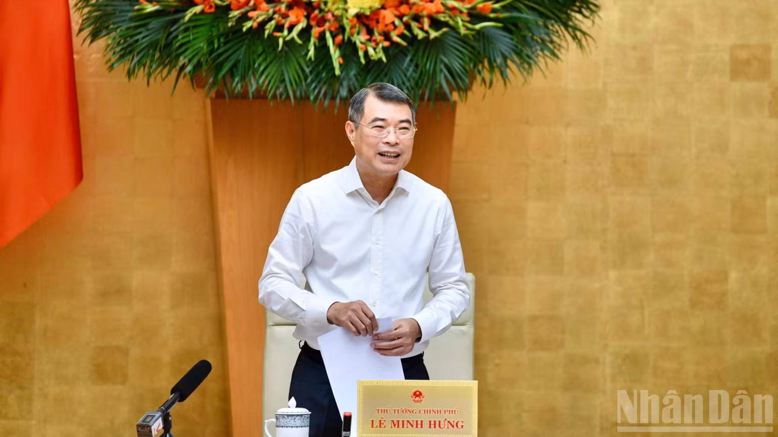Thủ tướng Chính phủ Lê Minh Hưng phát biểu ý kiến chỉ đạo Phiên họp Chính phủ thường kỳ tháng 4. (Ảnh: Thanh Giang)