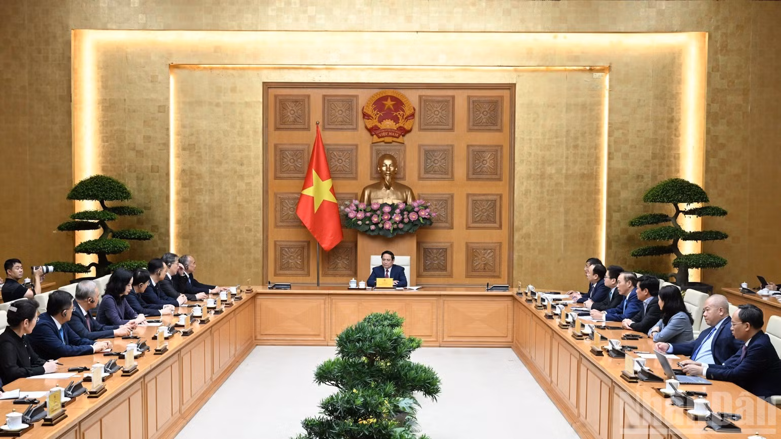 Quang cảnh buổi tiếp. (Ảnh: Trần Hải)