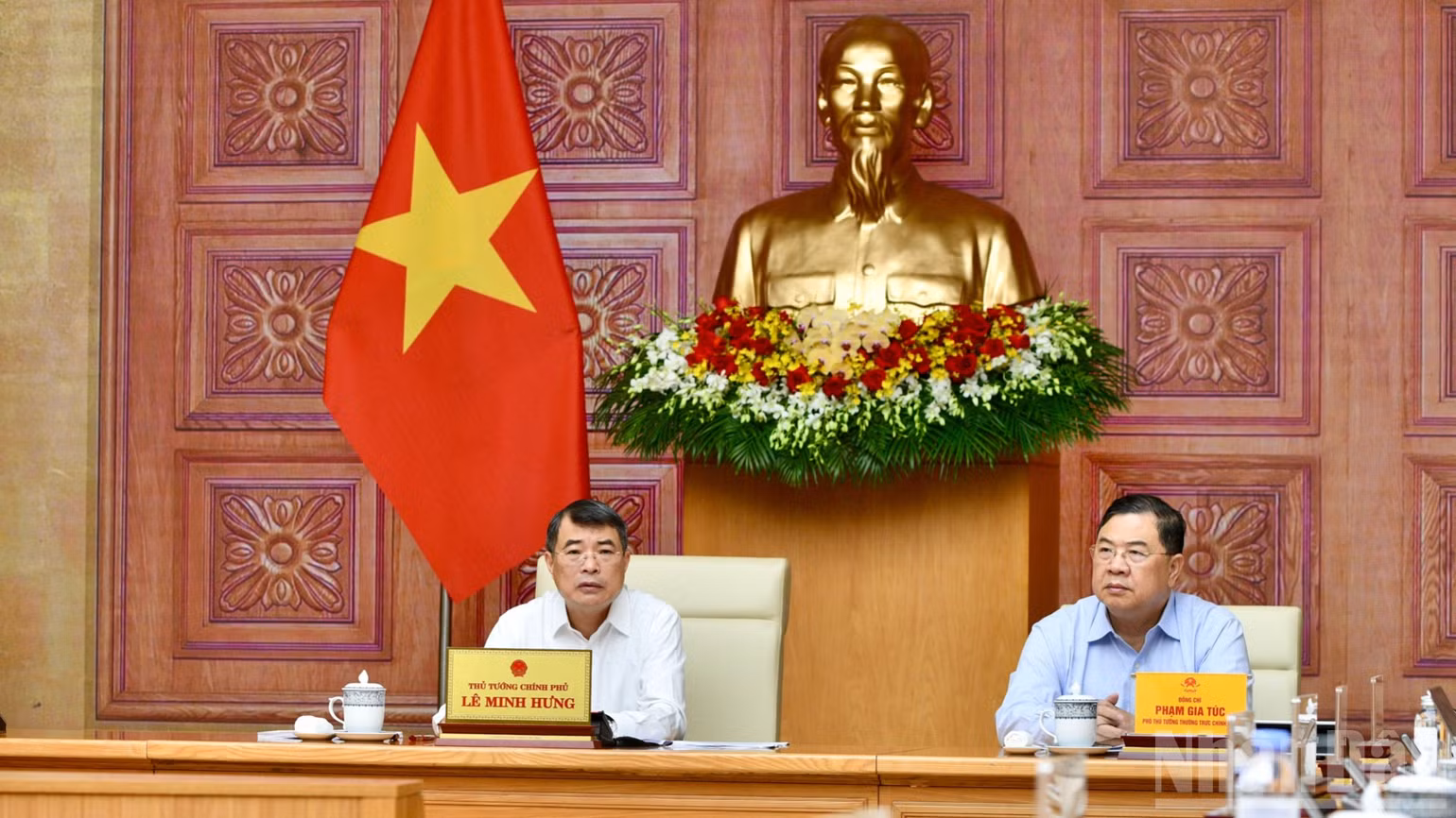 Thủ tướng Lê Minh Hưng chủ trì cuộc họp. (Ảnh: THANH GIANG)