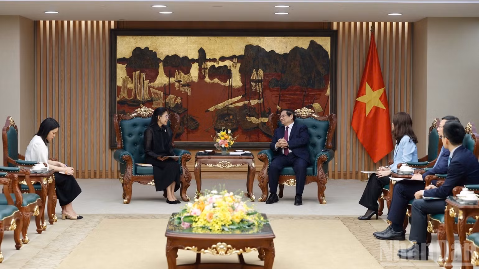 Quang cảnh buổi tiếp. (Ảnh: Trần Hải)