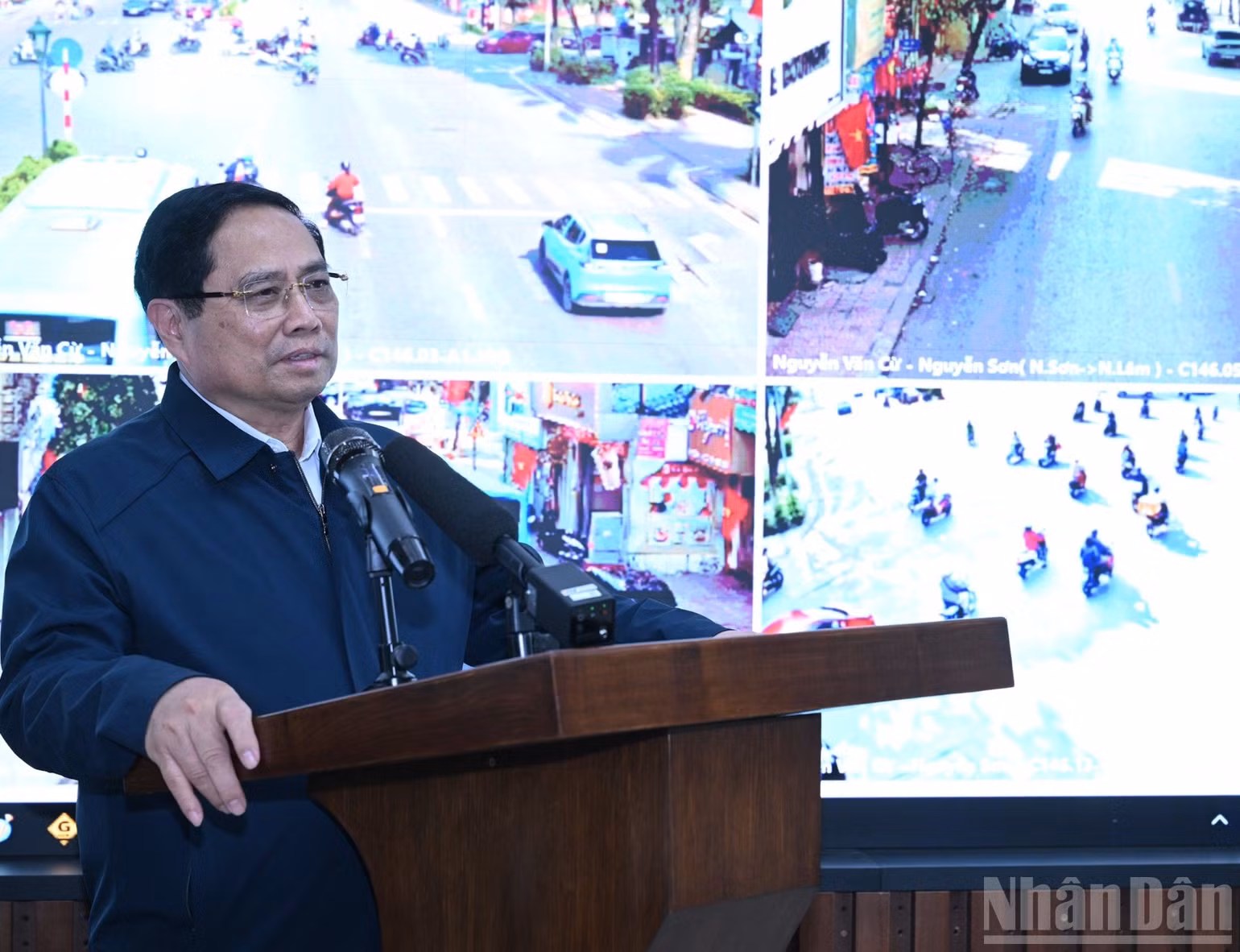 Thủ tướng Phạm Minh Chính phát biểu ý kiến chỉ đạo tại cuộc đến thăm, làm việc, chúc Tết lực lượng Cảnh sát giao thông. (Ảnh: Trần Hải)