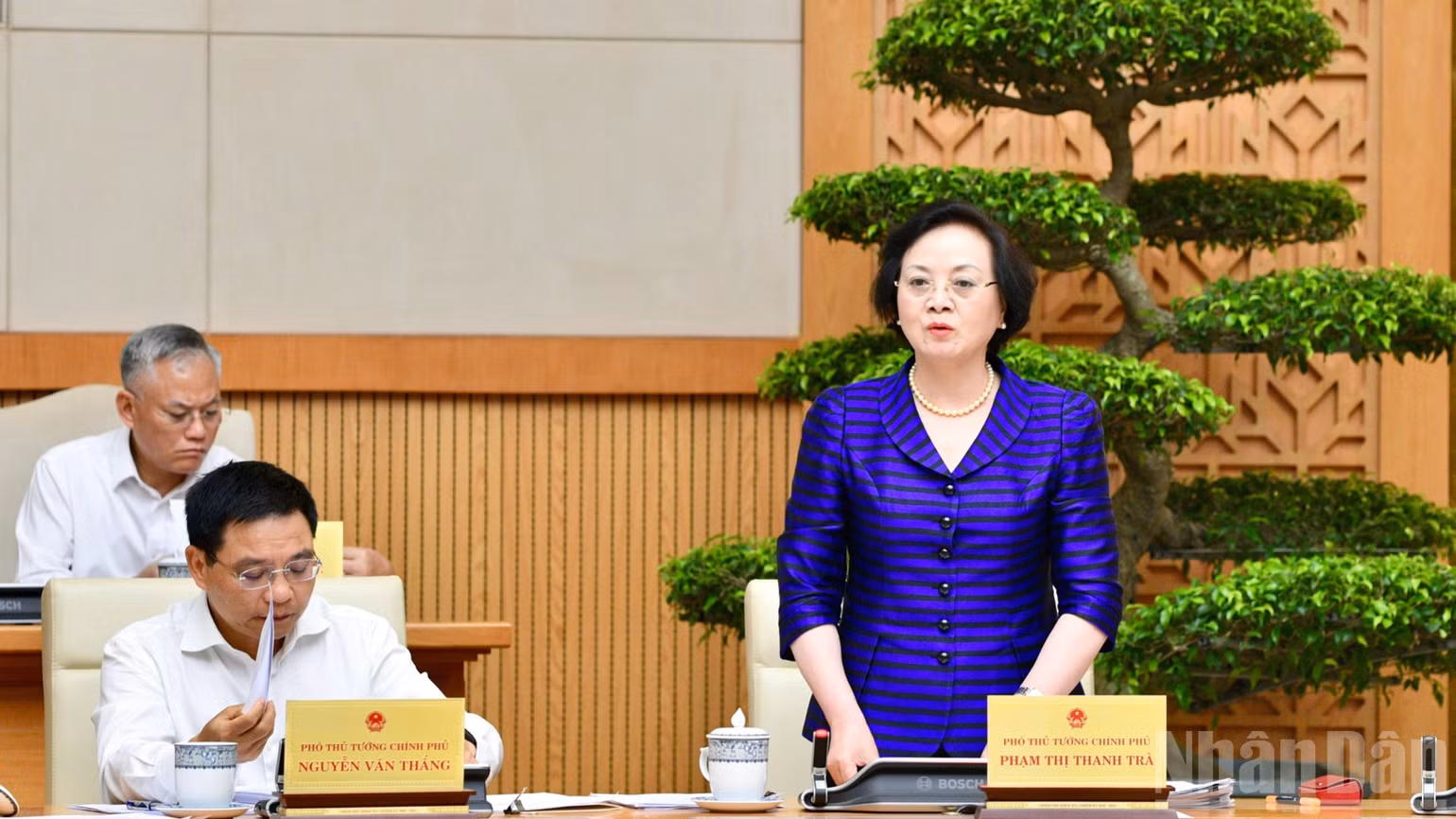 Phó Thủ tướng Phạm Thị Thanh Trà phát biểu ý kiến tại phiên họp. (Ảnh: THANH GIANG)