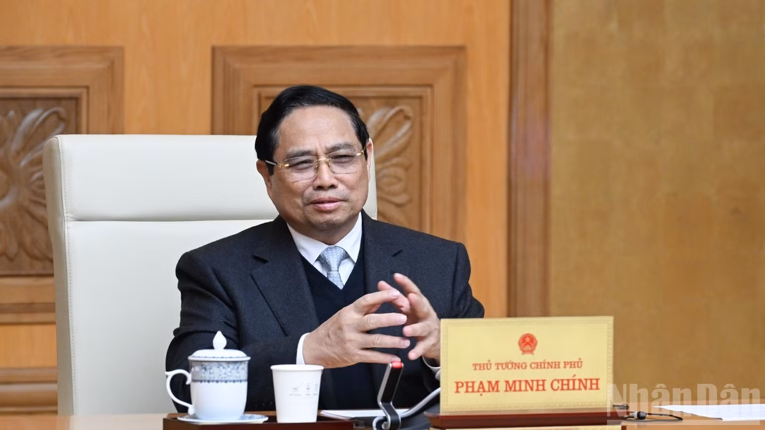 Thủ tướng Chính phủ Phạm Minh Chính phát biểu ý kiến tại buổi tiếp. (Ảnh: Trần Hải)