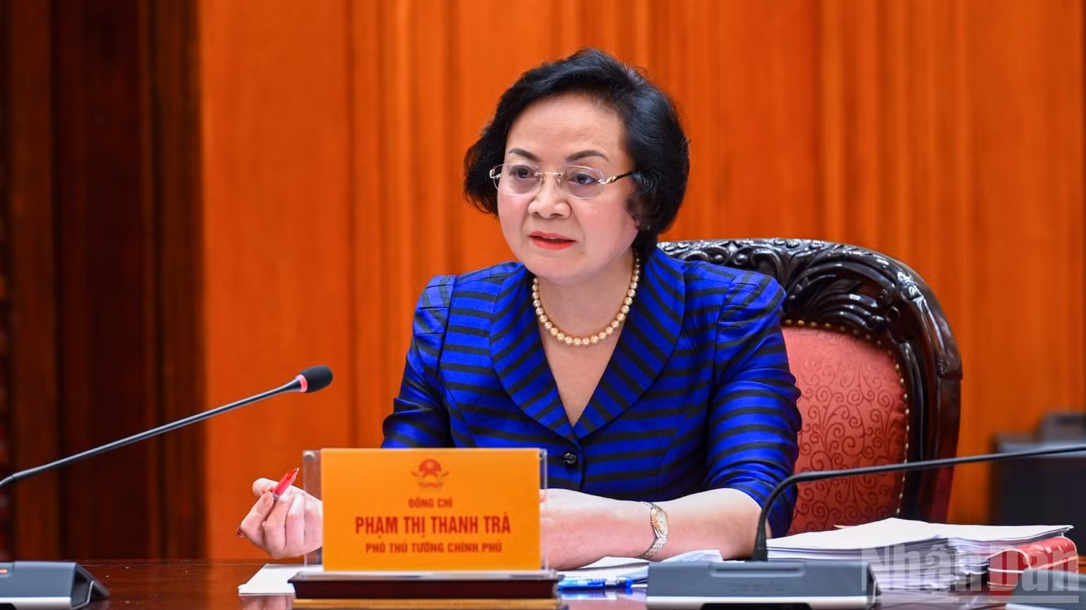 Phó Thủ tướng Phạm Thị Thanh Trà phát biểu ý kiến tại cuộc họp. (Ảnh: Trần Hải)