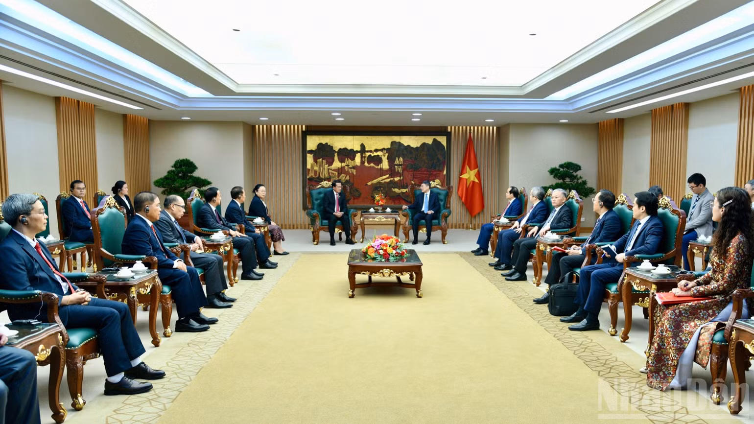 Quang cảnh buổi tiếp. (Ảnh: THANH GIANG)