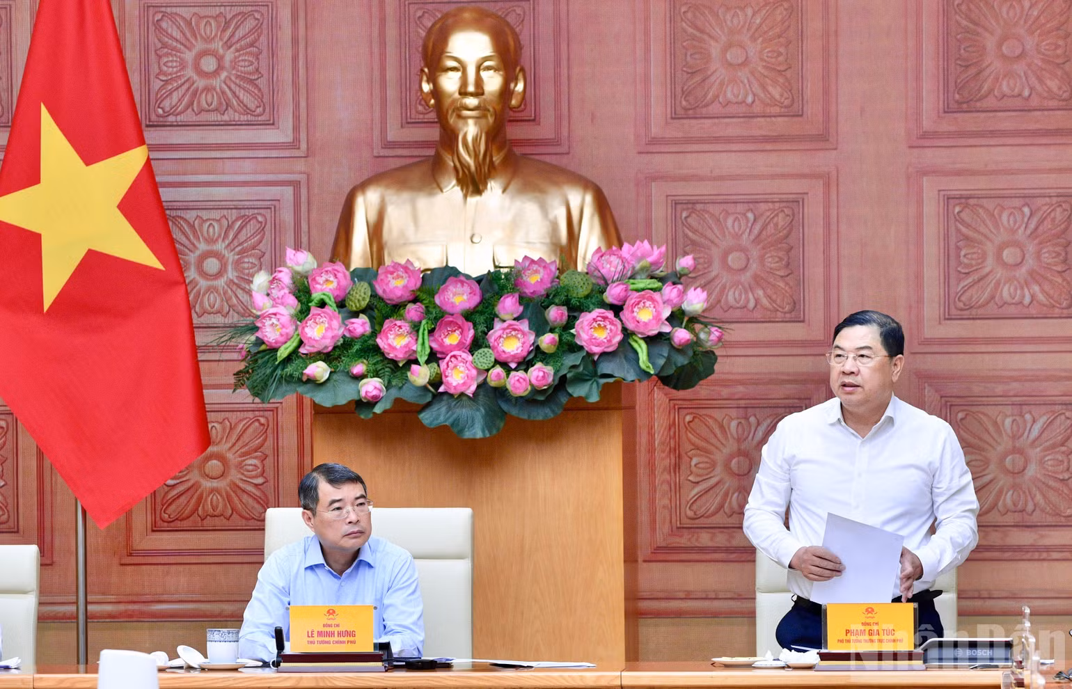 Phó Thủ tướng Thường trực Chính phủ Phạm Gia Túc phát biểu ý kiến tại cuộc làm việc. (Ảnh: THANH GIANG)