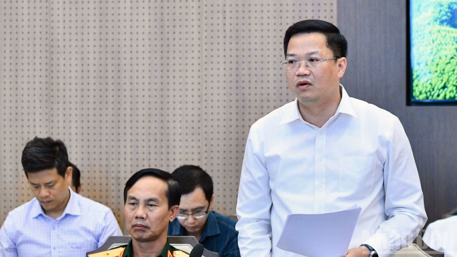 Lãnh đạo Bộ Tài chính phát biểu ý kiến tại cuộc làm việc. (Ảnh: THANH GIANG)