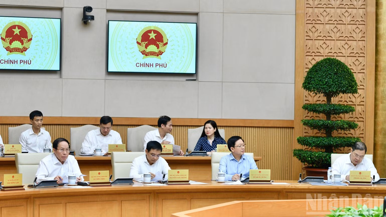 Các Phó Thủ tướng Chính phủ, các đại biểu tham dự phiên họp. (Ảnh: THANH GIANG)